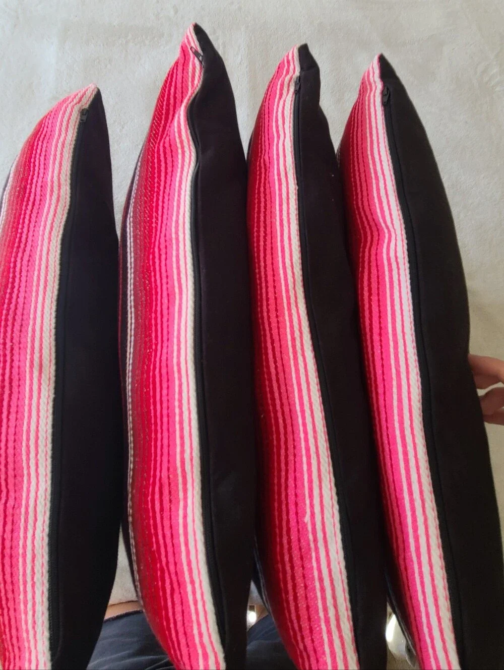 Set of 4 Multicolor Serape Pillow Cushion Bright Pink  Blue 16